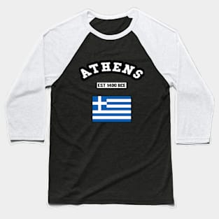 🏺 Athens Greece Strong, Greek Flag, Est 1400 BCE, City Pride Baseball T-Shirt